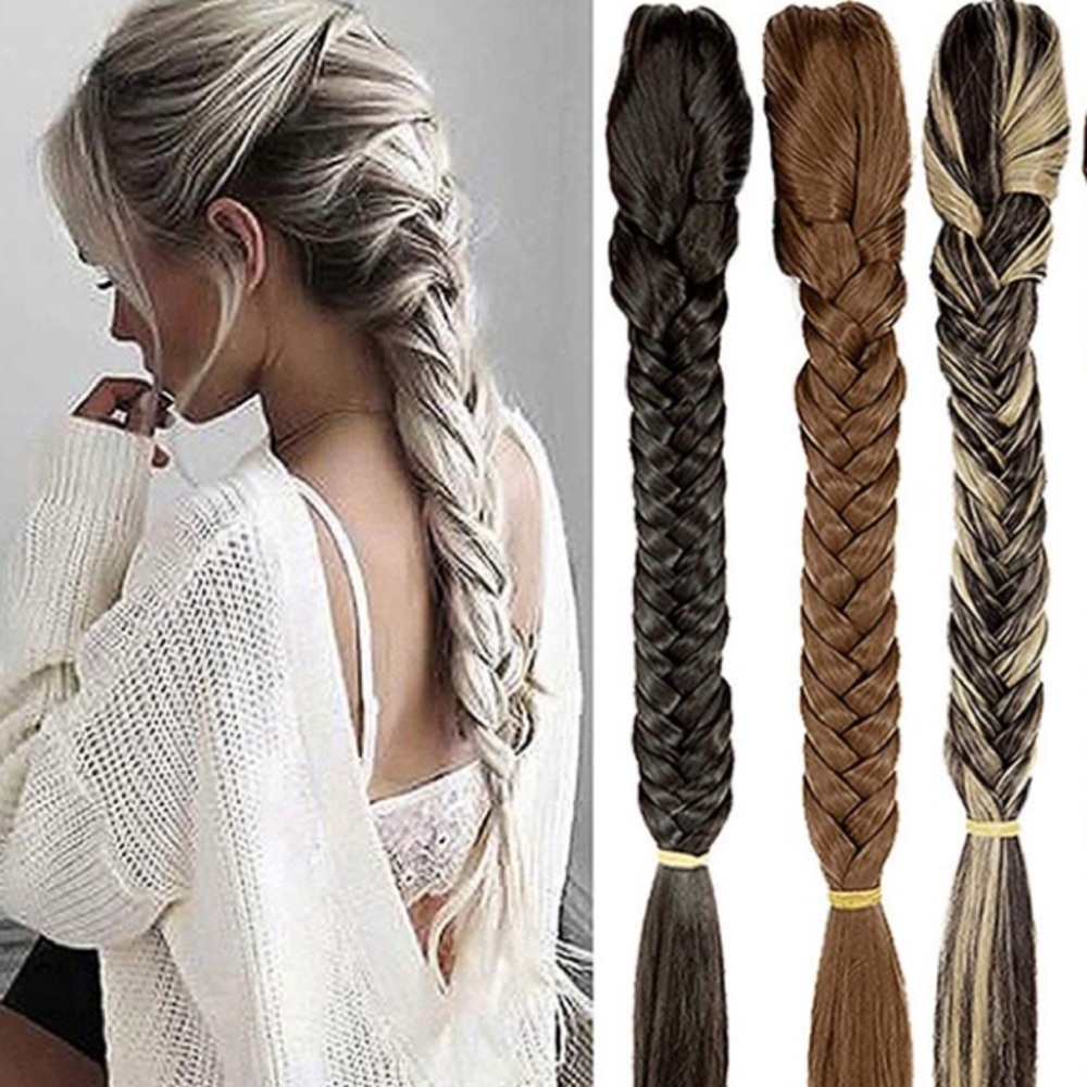 - 20” DARK BROWN JAW CLIP FISHTAIL PONYTAIL *New*